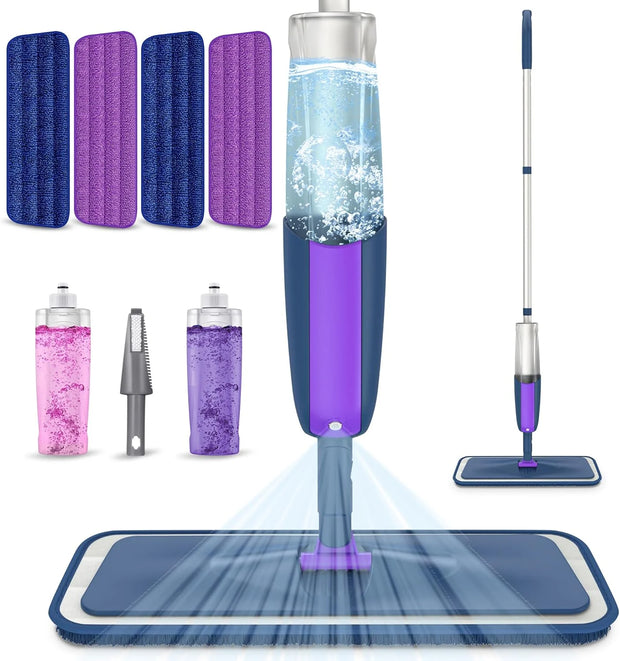 Spray Mop for Floor Cleaning Wet Dry Mop with 2 Refillable Bottle 4 Washable Pads