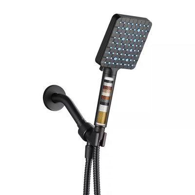 Deluxe 9-Spray Patterns with 1.8 GPM 5.11 In. Wall Mount Fixed Shower Head with Filter in Matte Black