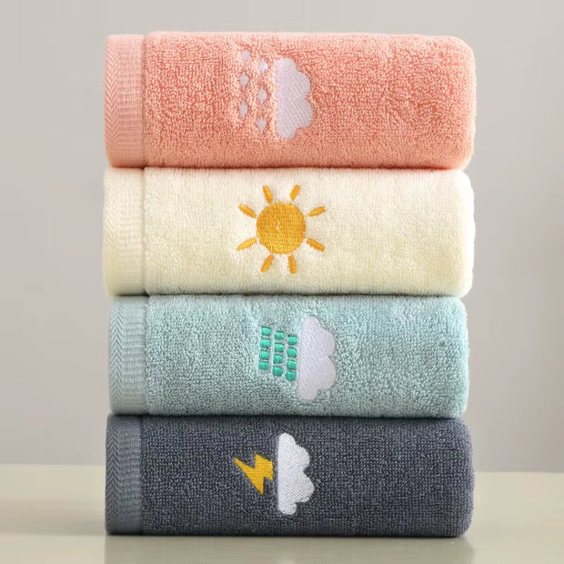 Towel Embroidery Pattern Cotton Towel Lovely Soft Absorbent Bath Towel Thickened Couple Bath Towel