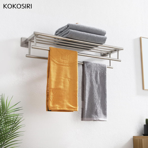 20 Inch Towel Rail Towel Shelf with Double Towel Bars Bathroom Towel Rack Towel