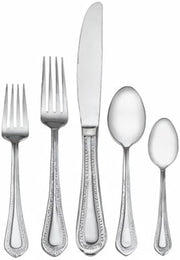 Regent Bead 65-Piece Flatware Set for 12, 18/10 Stainless Steel Silverware with Full Service and Serving Utensils, Classic Beaded Edge Design