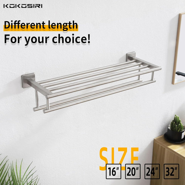20 Inch Towel Rail Towel Shelf with Double Towel Bars Bathroom Towel Rack Towel