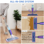 Spray Mop for Floor Cleaning Wet Dry Mop with 2 Refillable Bottle 4 Washable Pads