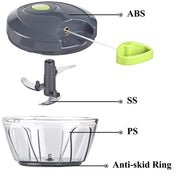 Cambom Manual Food Chopper Vegetable Cutter, Hand String Vegetable Chopper Onions Cutter for Vegetable Fruits Nuts BPA Free Food Safe Material