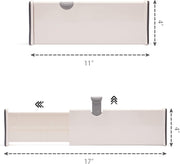 4 Pack Adjustable Dresser Drawer Dividers Organizers, Plastic Expandable Drawer Organization Separators for Kitchen, Bedroom, Closet, Bathroom and Office Drawers