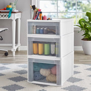 Medium Stackable Plastic Storage Drawer with Clear Front Panel Easy Organization Ideal Home Office and Kids Room