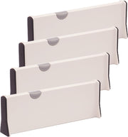 4 Pack Adjustable Dresser Drawer Dividers Organizers, Plastic Expandable Drawer Organization Separators for Kitchen, Bedroom, Closet, Bathroom and Office Drawers