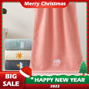 Towel Embroidery Pattern Cotton Towel Lovely Soft Absorbent Bath Towel Thickened Couple Bath Towel