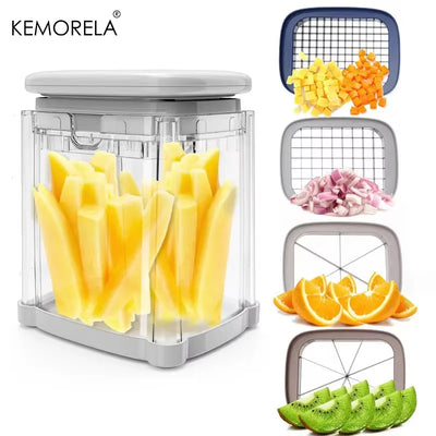 Multifunctional Manual French Fry Machine with Replaceable Blades for Kitchen Dicing and Cutting Potatoes Cucumbers and Onions