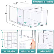 Stackable Acrylic Drawers - Clear Make up Organizers for Vanity