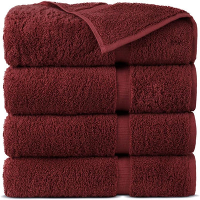 Premium Cotton Super Soft and Absorbent Turkish Towels (4-Piece, 30X60 Inches Extra Large Bath Towels, Cranberry)
