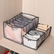 Nylon Clothe Organizers Set-Jeans Compartment Storage-Mesh Clothes Organizer Washable Folding Drawer Organizers(Gray, Medium+Large)