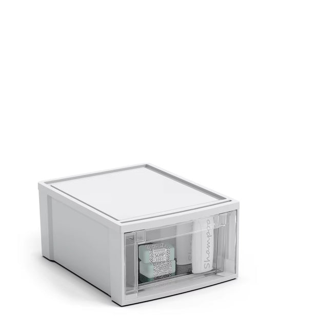 Medium Stackable Plastic Storage Drawer with Clear Front Panel Easy Organization Ideal Home Office and Kids Room