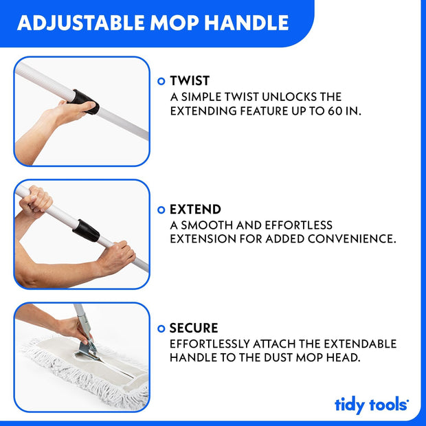 Commercial Dust Mop – 30 Inch Floor Sweeper for Hardwood, Reusable Cotton Mop Head, Extendable Handle, Dry Mop for Floor Cleaning & Janitorial Supplies