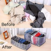 Nylon Clothe Organizers Set-Jeans Compartment Storage-Mesh Clothes Organizer Washable Folding Drawer Organizers(Gray, Medium+Large)