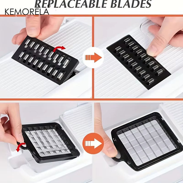 15 in 1 Vegetable Chopper Fruit Slicer Set - Stainless Steel Vegetable Cutter for Onions Potatoes Kitchen Gadget