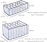 Nylon Clothe Organizers Set-Jeans Compartment Storage-Mesh Clothes Organizer Washable Folding Drawer Organizers(Gray, Medium+Large)