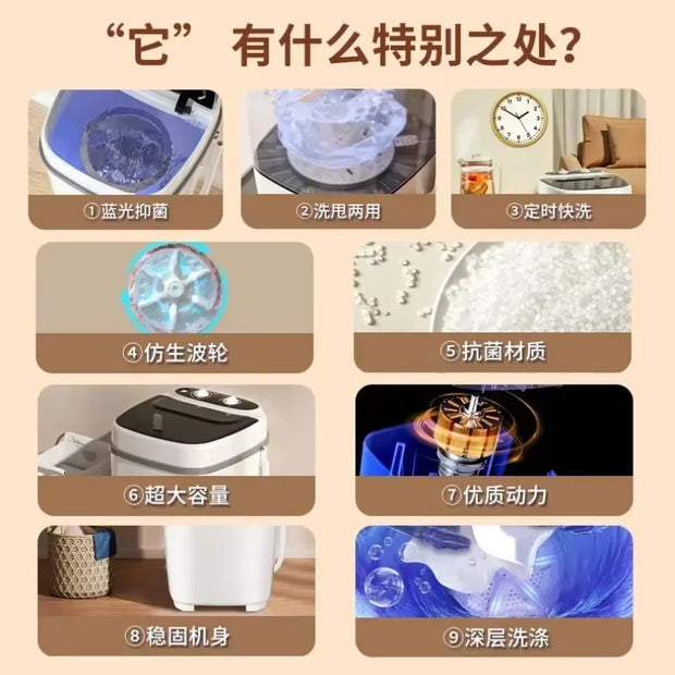 Washing Machine New Mini Small Household Large-Capacity Semi-Automatic Dormitory Washing Socks God Machine Mini Washing Machine