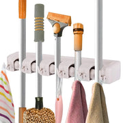 Mop Holder Hanger 5 Position Home Kitchen Storage Broom Organizer Wall Mounted