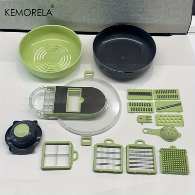 15 in 1 Vegetable Chopper Fruit Slicer Set - Stainless Steel Vegetable Cutter for Onions Potatoes Kitchen Gadget