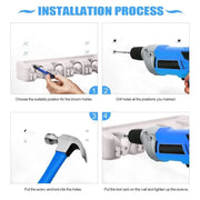 Mop Holder Hanger 5 Position Home Kitchen Storage Broom Organizer Wall Mounted