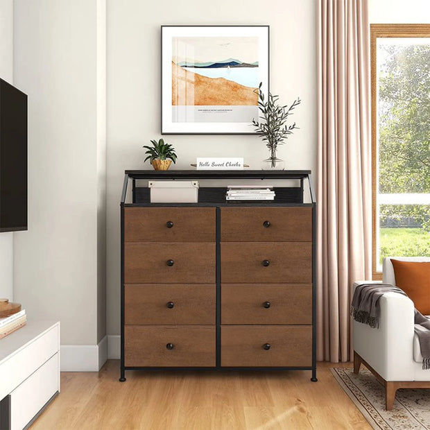 8 Drawer Wood Top Storage Dresser W/2 Drawer Organizers, Espresso