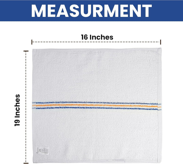 100% Cotton Triple Stripe Super Bar Mop Kitchen Towels (24-Pack, 16X19 In)