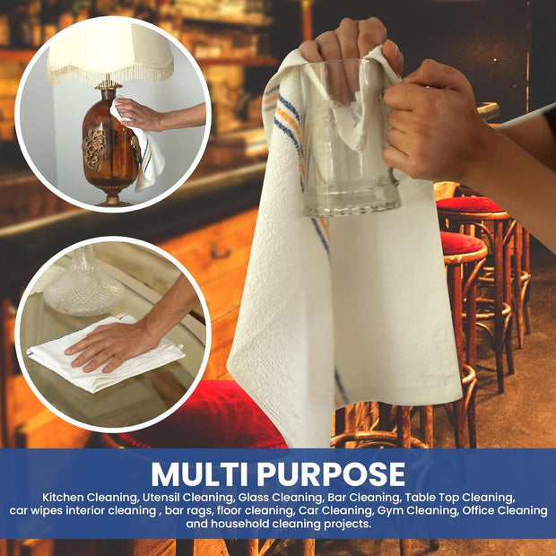 100% Cotton Triple Stripe Super Bar Mop Kitchen Towels (24-Pack, 16X19 In)