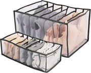 Nylon Clothe Organizers Set-Jeans Compartment Storage-Mesh Clothes Organizer Washable Folding Drawer Organizers(Gray, Medium+Large)