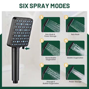 Deluxe 9-Spray Patterns with 1.8 GPM 5.11 In. Wall Mount Fixed Shower Head with Filter in Matte Black