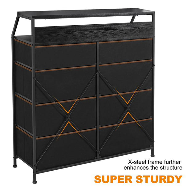 8 Drawer Wood Top Storage Dresser W/2 Drawer Organizers, Espresso