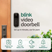 Video Doorbell - Wireless - Battery Operated Smart Video Doorbell Camera with HD View, 2-Way Talk , Night Vision,Black