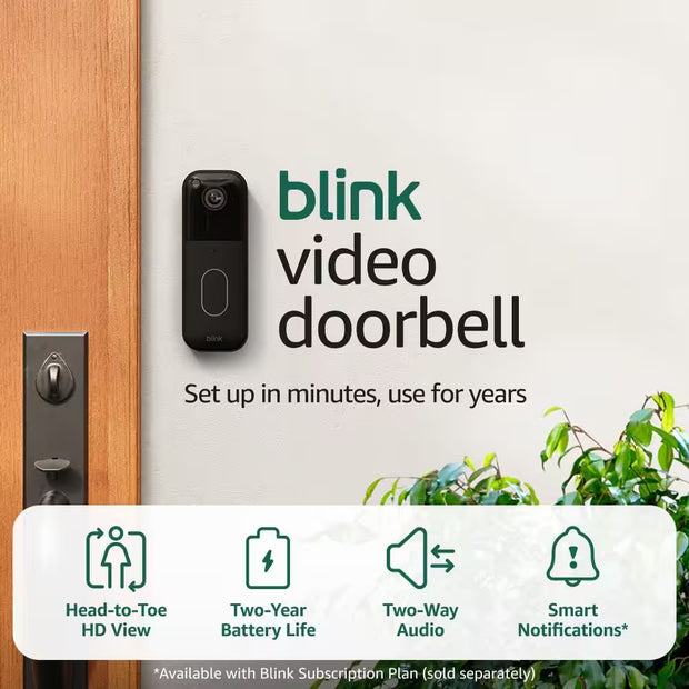 Video Doorbell - Wireless - Battery Operated Smart Video Doorbell Camera with HD View, 2-Way Talk , Night Vision,Black